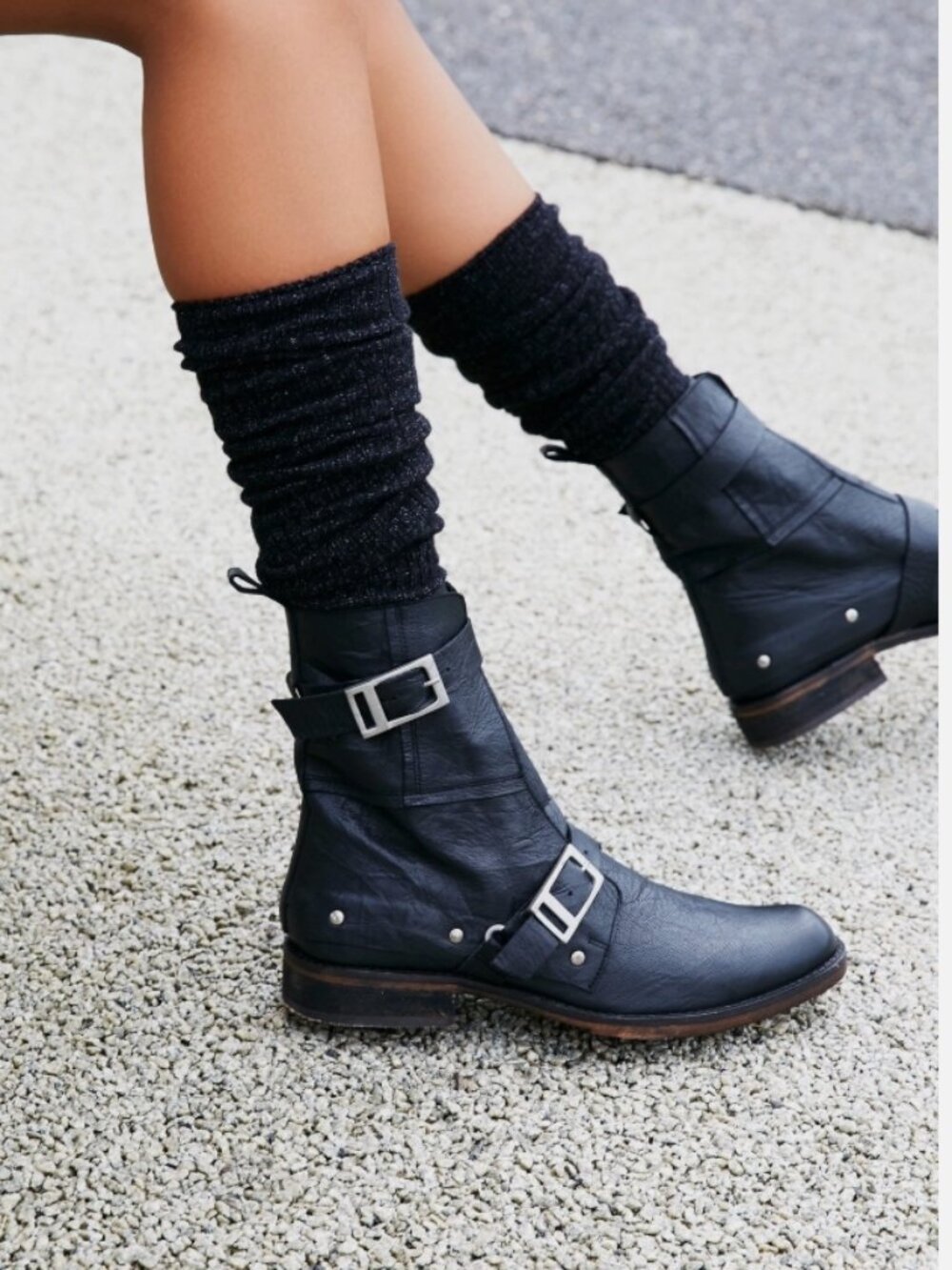 Free People Outsiders Moto Boots Size 7 MSRP: $228 Women New Leather